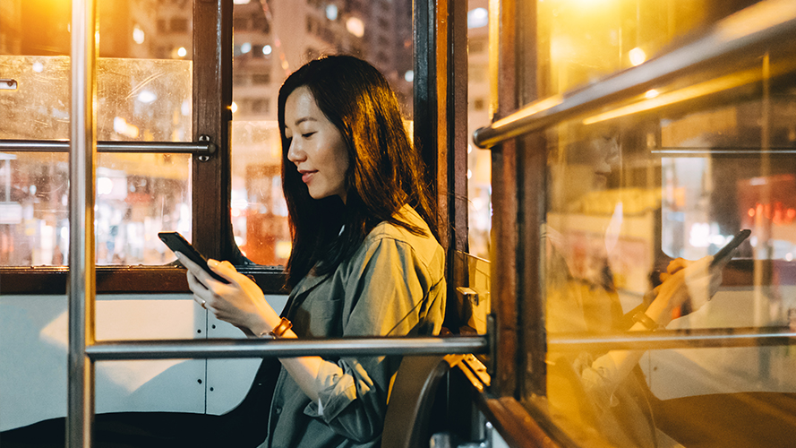 Woman using mobile.